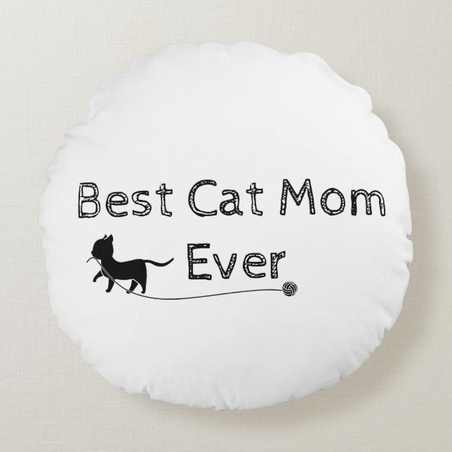 Almofada Redonda Melhor Cat Mãe Moderna e Simples (Frente)