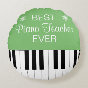 Almofada Redonda Melhor Professor de Piano Chave Verde de Piano