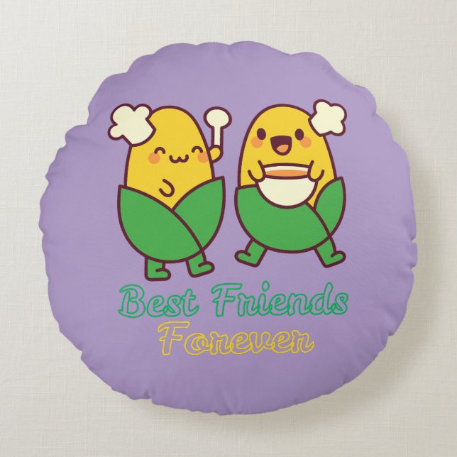 ALMOFADA REDONDA MELHORES AMIGOS PARA SEMPRE, ENGRAÇADO, PRESENTES, (Frente)
