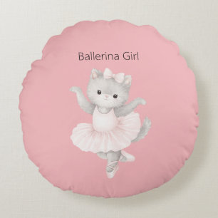 Almofada Redonda Menina Bailarina Gatinho Cinza