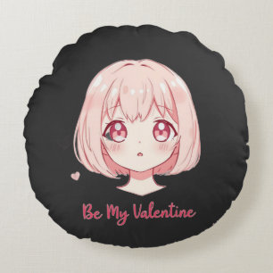 Almofada Redonda Menina Fofoqueira de Anime - Seja Meu Namorado Cam