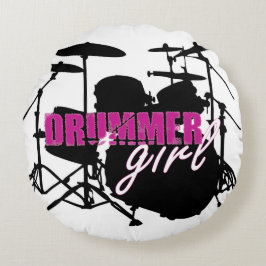 Almofada Redonda Menina Roxa Preta e Branca