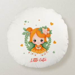 Almofada Redonda Menininha com flores