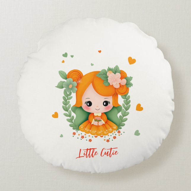 Almofada Redonda Menininha com flores (Frente)