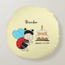 Almofada Redonda Menininho de joaninha com bolo