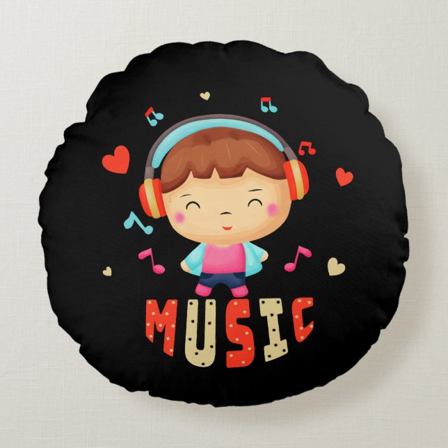 Almofada Redonda Menino com música (Frente)