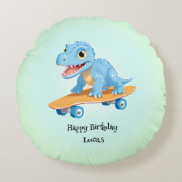 Almofada Redonda Meninos da Festa de aniversário de skate de dinoss