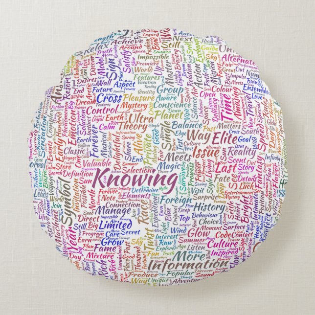 Almofada Redonda Mensagem de MothssTexte Motif do Apêndice de Pergu (Frente)