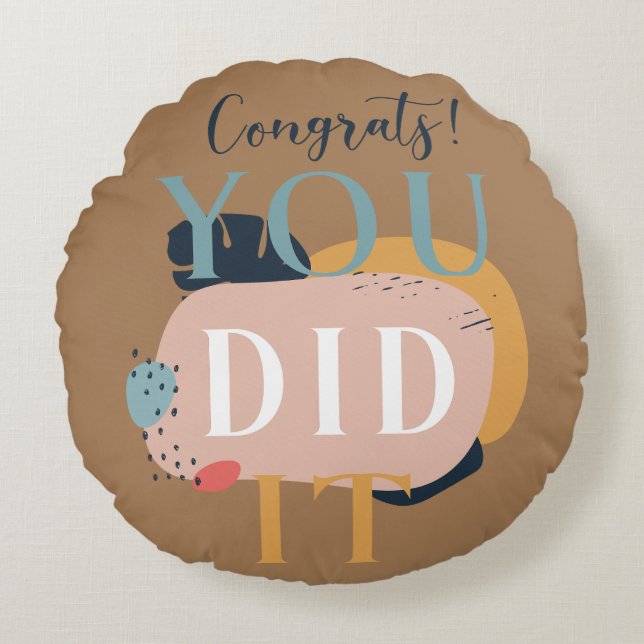 Almofada Redonda Mensagem de Uplifting Personalizada com Trabalho d (Frente)