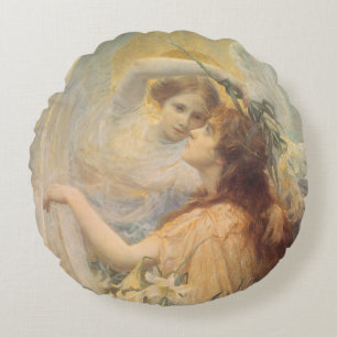 Almofada Redonda Mensagem do Anjo por George Swinstead, Arte Antiga