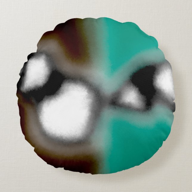 Almofada Redonda Mensagem em uma garrafa: Abstrato Brown, Teal, B & (Frente)