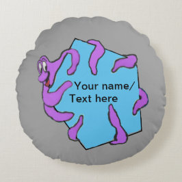 Almofada Redonda Mensagem Octopus Cartoon Cust. Travesseiro redondo