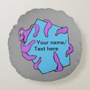 Almofada Redonda Mensagem Octopus Cartoon Cust. Travesseiro redondo