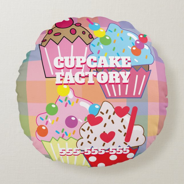 Almofada Redonda Menu FÁBRICA DO cupcake (Frente)
