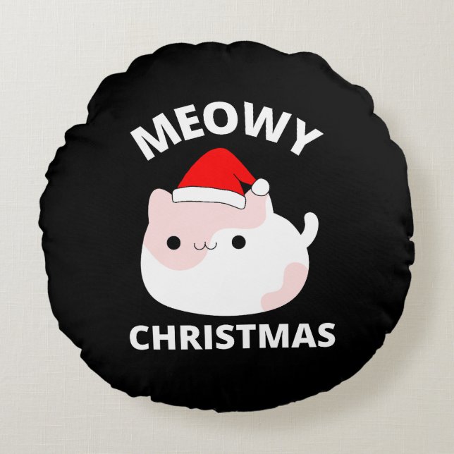 Almofada Redonda Meowy Christmas (Frente)