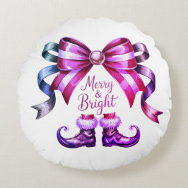 Almofada Redonda Merry & Bright Enchanted Bow & Elf Shoes 