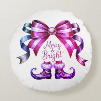 Almofada Redonda Merry & Bright Enchanted Bow & Elf Shoes 