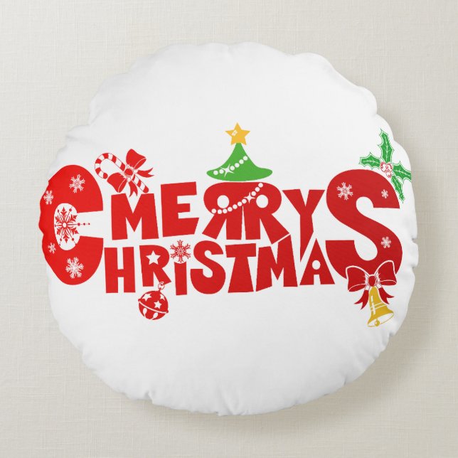 Almofada Redonda Merry christmas (Frente)