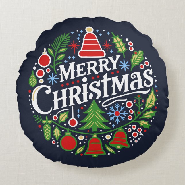 Almofada Redonda Merry Christmas 3 (Frente)
