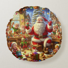 Almofada Redonda Merry Christmas From Santa and His Elves 