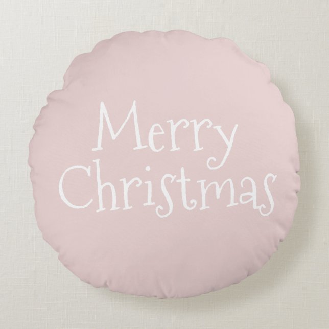 Almofada Redonda Merry Christmas Pink Round Pillow (Frente)