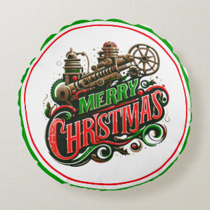 Almofada Redonda Merry Christmas steampunk