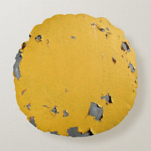 Almofada Redonda Metal amarelo rachado: textura suja.
