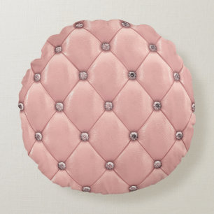 Almofada Redonda Metálico Chico Elegante, Cor-de-Rosa, Blush