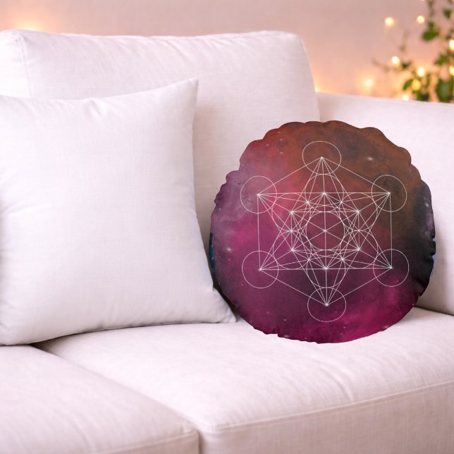 Almofada Redonda Metatron Cósmico Geometria Sagrada (Criador carregado)