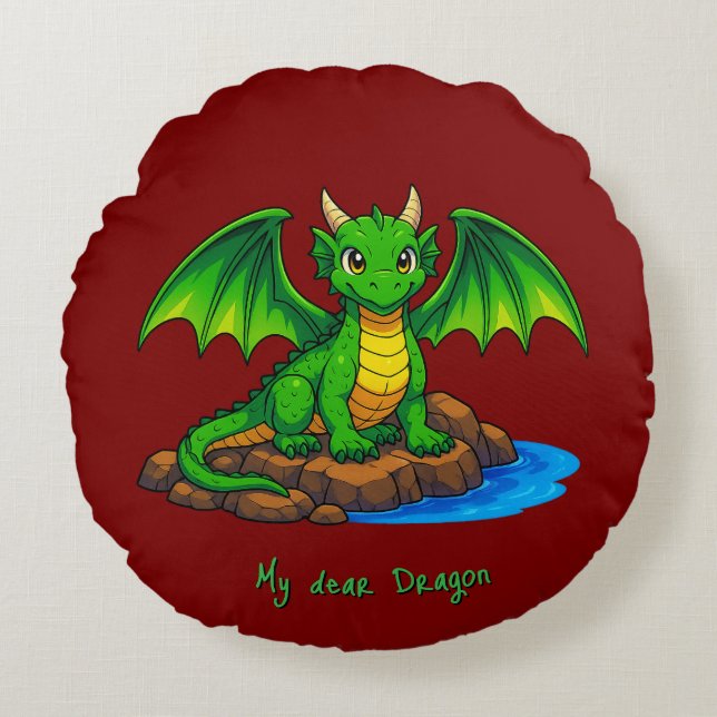 Almofada Redonda Meu caro Dragão (Frente)