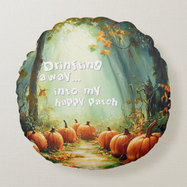 Almofada Redonda Meu Feliz Patch Bonito Abóbora Grande (Frente)