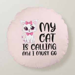 Almofada Redonda Meu Gato Está Ligando