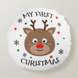 Almofada Redonda Meu Primeiro Natal Rudolph