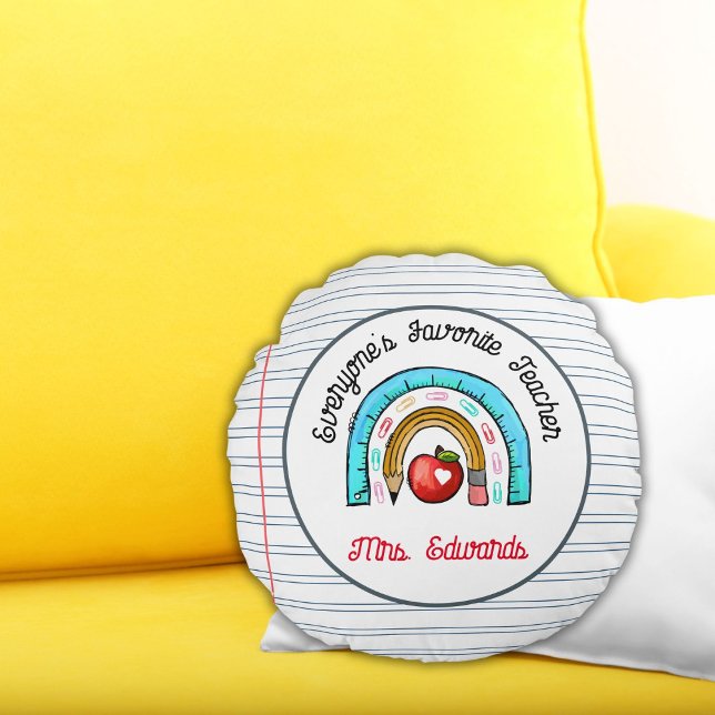 Almofada Redonda Meu Professor Favorito Arco-Íris de Natal (Criador carregado)