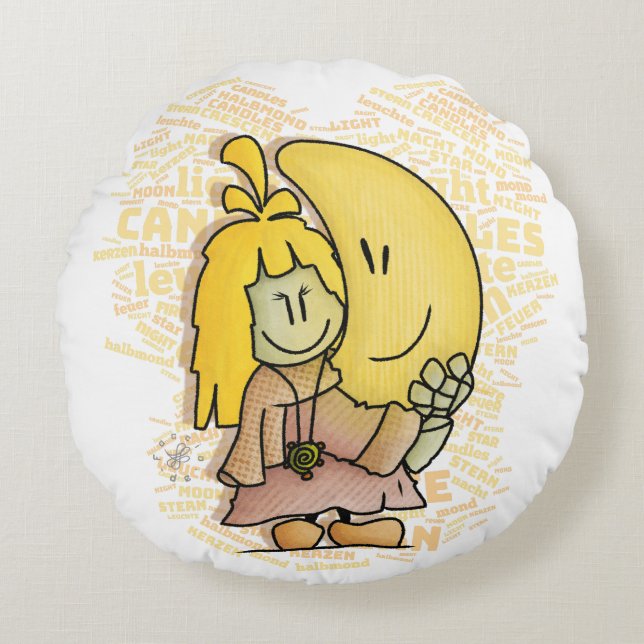 Almofada Redonda Micol hält den Mond fest Rundes Kissen (Frente)