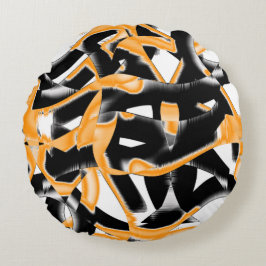 Almofada Redonda Mídia estranha de fitas queimadas, arranhão branco