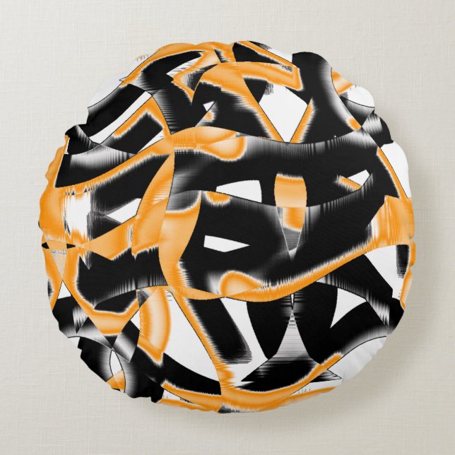 Almofada Redonda Mídia estranha de fitas queimadas, arranhão branco (Frente)