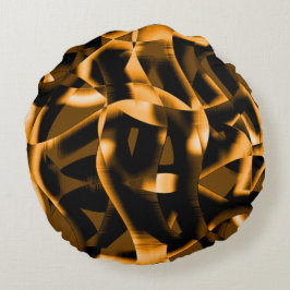 Almofada Redonda Mídia estranha de fitas queimadas, cor laranja