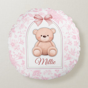 Almofada Redonda Millie Design de Enfermeiro de Urso Rosa Persona