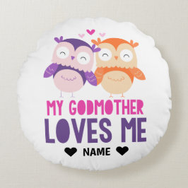 Almofada Redonda Minha Madrinha Me Ama - Coruja