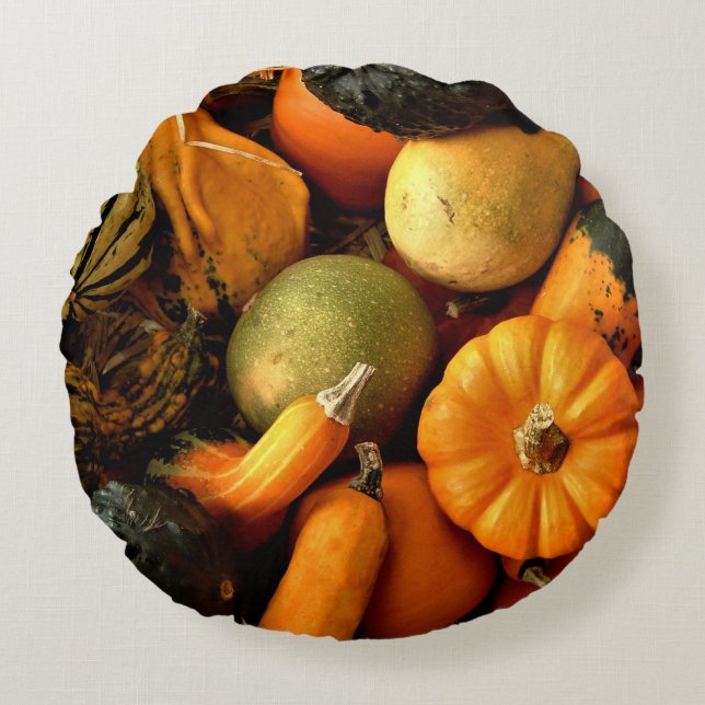 Almofada Redonda Mini Pumpkins E Gourds - Foto 2 (Frente)
