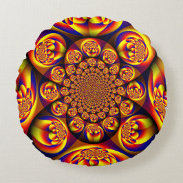 Almofada Redonda Miniesferas azuis, amarelas, Douradas