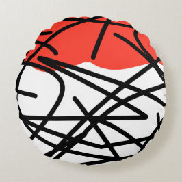 Almofada Redonda Minimalismo branco preto abstrato Art