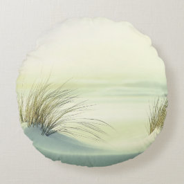 Almofada Redonda Minimalist Serene White Sand Dunes Beach