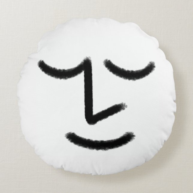 Almofada Redonda Minimalist Zen Face Throw Pillow (Frente)