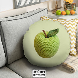 Almofada Redonda Mínimo Retroativo Mínimo de Maçã Verde de Crochet