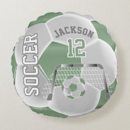 Almofada Redonda Mint Green e White Soccer | DIY Name