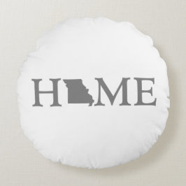 Almofada Redonda Missouri Home State Shaple - Letra Word Art Cinza