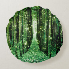 Almofada Redonda Mistério Verde da Floresta Mágica