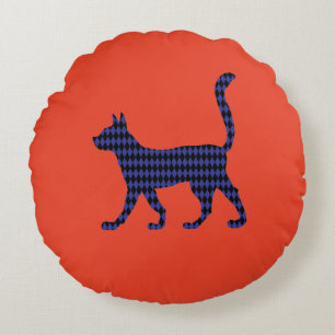 Almofada Redonda Misterioso Travesseiro decorativo de Gato